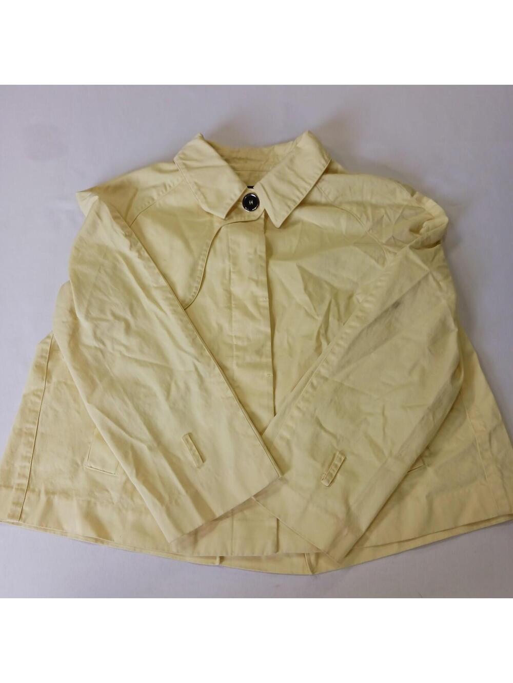 AK Anne Klein RN#54050 Women's Yellow Cotton Denim Jacket Pockets Size Medium